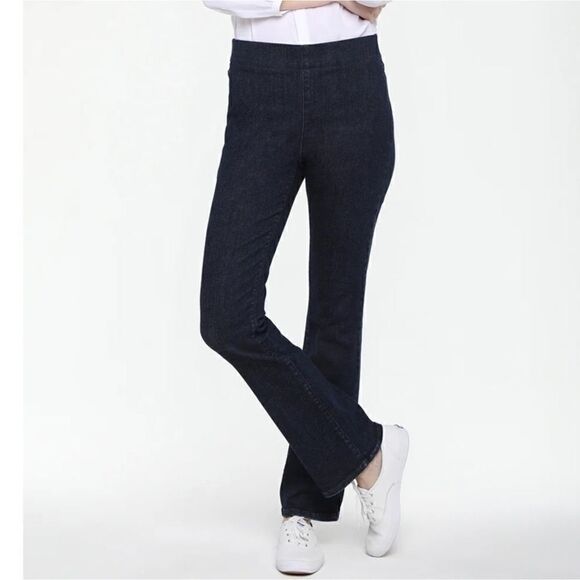 NWT NYDJ size 12 - 16 black pull on stretch jeans bootcut, elastic waistband - Picture 3 of 11